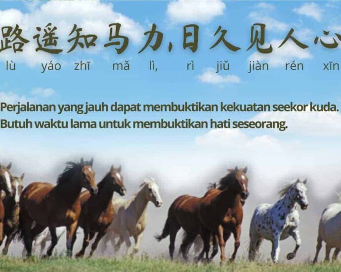 Idiom Tiongkok : Perjalanan Jauh Membuktikan Kekuatan Seekor Kuda ( 路遥知马力，日久见人心)